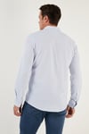 Pamuklu Çizgili Düğmeli Yaka Uzun Kollu Regular Fit Erkek Gömlek CF23S112237 MAVİ-BEYAZ