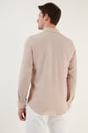 Pamuklu Çizgili Düğmeli Yaka Uzun Kollu Regular Fit Erkek Gömlek CF23S112237 TAŞ