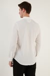 Pamuklu Çizgili Düğmeli Yaka Uzun Kollu Regular Fit Erkek Gömlek CF23S112237 BEYAZ