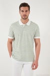 Pamuklu Çizgili Kısa Kollu Düğmeli Erkek Polo T Shirt 5904046 Elma