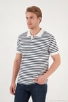 Pamuklu Çizgili Kısa Kollu Düğmeli Erkek Polo T Shirt 5904046 İNDİGO