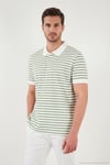 Pamuklu Çizgili Kısa Kollu Düğmeli Erkek Polo T Shirt 5904046 Elma
