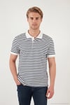 Pamuklu Çizgili Kısa Kollu Düğmeli Erkek Polo T Shirt 5904046 İNDİGO
