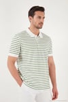 Pamuklu Çizgili Kısa Kollu Düğmeli Erkek Polo T Shirt 5904046 Elma