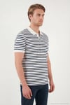Pamuklu Çizgili Kısa Kollu Düğmeli Erkek Polo T Shirt 5904046 İNDİGO