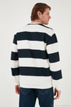 Pamuklu Çizgili Regular Fit Bisiklet Yaka Erkek Sweat 5905790 LACİVERT