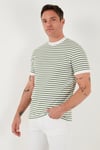 Pamuklu Çizgili Regular Fit Bisiklet Yaka Erkek T Shirt 5903005 ELMA YEŞİLİ
