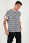 Pamuklu Çizgili Regular Fit Bisiklet Yaka Erkek T Shirt 5903005 İNDİGO