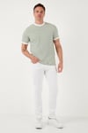Pamuklu Çizgili Regular Fit Bisiklet Yaka Erkek T Shirt 5903005 ELMA YEŞİLİ
