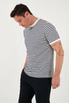 Pamuklu Çizgili Regular Fit Bisiklet Yaka Erkek T Shirt 5903005 İNDİGO
