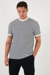 Pamuklu Çizgili Regular Fit Bisiklet Yaka Erkek T Shirt 5903005 İNDİGO