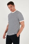 Pamuklu Çizgili Regular Fit Bisiklet Yaka Erkek T Shirt 5903005 İNDİGO