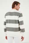 Pamuklu Çizgili Regular Fit Bisiklet Yaka Erkek Sweat 5905790 AÇIK HAKİ