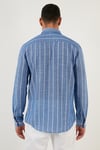 Pamuklu Çizgili Regular Fit Düğmeli Yaka Erkek Gömlek CF21S112480 SAKS-BEYAZ