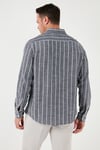 Pamuklu Çizgili Regular Fit Düğmeli Yaka Erkek Gömlek CF21S112480 SİYAH-BEYAZ