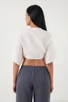 Pamuklu Comfort Fit Bağlamalı Yarasa Kol Kadın Bolero 5866354 EKRU