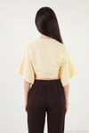 Pamuklu Comfort Fit Bağlamalı Yarasa Kol Kadın Bolero 5866354 SARI