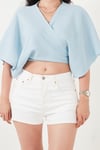Pamuklu Comfort Fit Bağlamalı Yarasa Kol Kadın Bolero 5866354 MAVİ