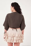 Pamuklu Comfort Fit Bağlamalı Yarasa Kol Kadın Bolero 5866354 KAHVE