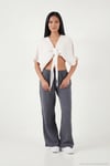 Pamuklu Comfort Fit Bağlamalı Yarasa Kol Kadın Bolero 5866354 EKRU