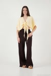 Pamuklu Comfort Fit Bağlamalı Yarasa Kol Kadın Bolero 5866354 SARI