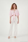 Pamuklu Comfort Fit Bağlamalı Yarasa Kol Kadın Bolero 5866354 PEMBE