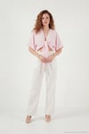 Pamuklu Comfort Fit Bağlamalı Yarasa Kol Kadın Bolero 5866354 PEMBE