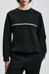 Pamuklu Comfort Fit Bisiklet Yaka Şerit Detaylı Kadın Sweat 122030019 SİYAH