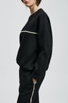 Pamuklu Comfort Fit Bisiklet Yaka Şerit Detaylı Kadın Sweat 122030019 SİYAH