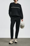 Pamuklu Comfort Fit Bisiklet Yaka Şerit Detaylı Kadın Sweat 122030019 SİYAH