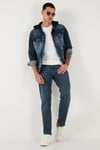 Pamuklu Comfort Fit Normal Bel Boru Paça Jeans Erkek Kot Pantolon 4412C02TEXAS MAVİ
