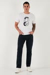 Pamuklu Comfort Fit Normal Bel Boru Paça Jeans Erkek Kot Pantolon 4412C19TEXAS LACİVERT