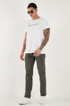 Pamuklu Comfort Fit Normal Bel Boru Paça Jeans Erkek Kot Pantolon 4412C19TEXAS HAKİ