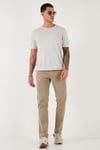 Pamuklu Comfort Fit Normal Bel Boru Paça Jeans Erkek Kot Pantolon 4412C19TEXAS BEJ