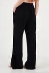 Pamuklu Comfort Fit Yüksek Bel Geniş Paça Kadın Pantolon 668YP5540 SİYAH