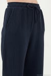 Pamuklu Comfort Fit Yüksek Bel Geniş Paça Kadın Pantolon 668YP5540 LACİVERT