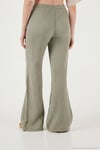 Pamuklu Comfort Fit Yüksek Bel Geniş Paça Kadın Pantolon 668YP5540 AÇIK HAKİ
