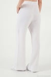 Pamuklu Comfort Fit Yüksek Bel Geniş Paça Kadın Pantolon 668YP5540 BEYAZ