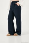 Pamuklu Comfort Fit Yüksek Bel Geniş Paça Kadın Pantolon 668YP5540 LACİVERT