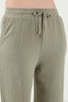 Pamuklu Comfort Fit Yüksek Bel Geniş Paça Kadın Pantolon 668YP5540 AÇIK HAKİ