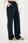 Pamuklu Comfort Fit Yüksek Bel Geniş Paça Kadın Pantolon 668YP5540 LACİVERT