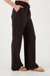 Pamuklu Comfort Fit Yüksek Bel Geniş Paça Kadın Pantolon 668YP5540 KAHVE