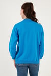 Pamuklu Dik Yaka Basic Örme Kadın Sweat 5863323 TURKUAZ