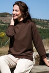 Pamuklu Dik Yaka Basic Örme Kadın Sweat 5863323 KAHVE