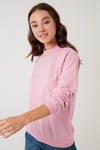Pamuklu Dik Yaka Basic Örme Kadın Sweat 5863323 PEMBE