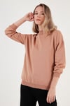 Pamuklu Dik Yaka Basic Örme Kadın Sweat 5863323 BİSKÜVİ