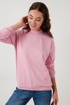 Pamuklu Dik Yaka Basic Örme Kadın Sweat 5863323 PEMBE