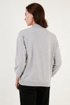 Pamuklu Dik Yaka Basic Örme Kadın Sweat 5863323 GRİ MELANJ