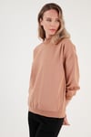 Pamuklu Dik Yaka Basic Örme Kadın Sweat 5863323 BİSKÜVİ