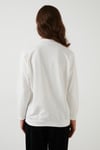 Pamuklu Dik Yaka Basic Örme Kadın Sweat 5863323 EKRU